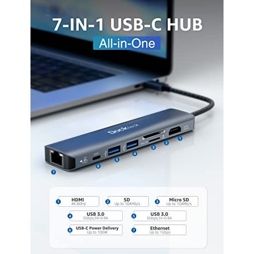 Thunderbolt-3-Dock dockteck USB C Hub 7-in-1 Dock 4K 60Hz