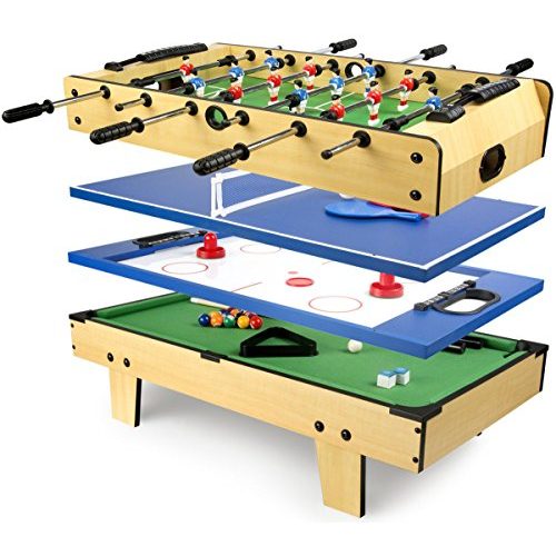 Tischkicker Kinder Leomark Multigame Mobile Spieltisch aus Holz