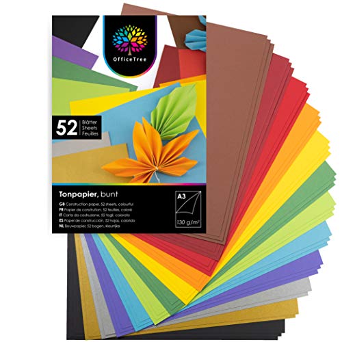 Die beste tonpapier officetree 54 blatt a3 bunt 12 farben Bestsleller kaufen