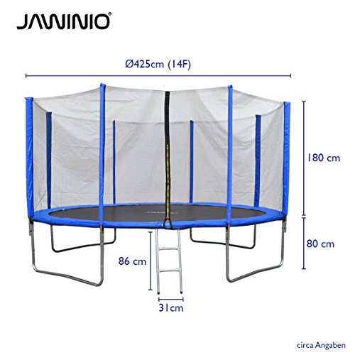Trampolin 430 cm Jawinio Trampolin Komplett-Set Leiter