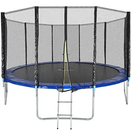 Trampolin 430 cm TecTake 800789 mit Sicherheitsnetz und Leiter