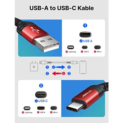 USB-C-Kabel JSAUX USB C Kabel 2 Stück 2M, USB Typ C Ladekabel