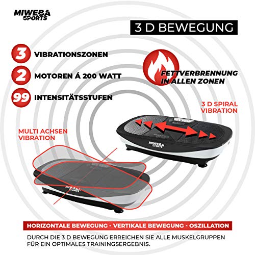 Vibrationsplatte 150 kg Miweba Sports Fitness 3D Vibrationsplatte