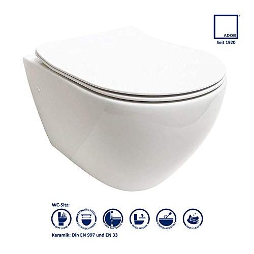 Wand-WC spülrandlos ADOB, Keramik Nanoversiegelung