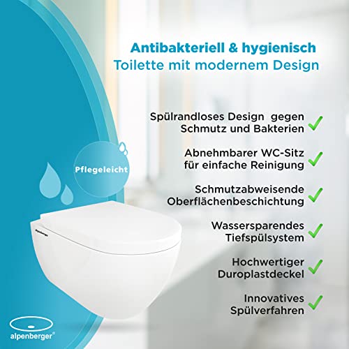 Wand-WC spülrandlos Alpenberger Komplett Set mit Softclose