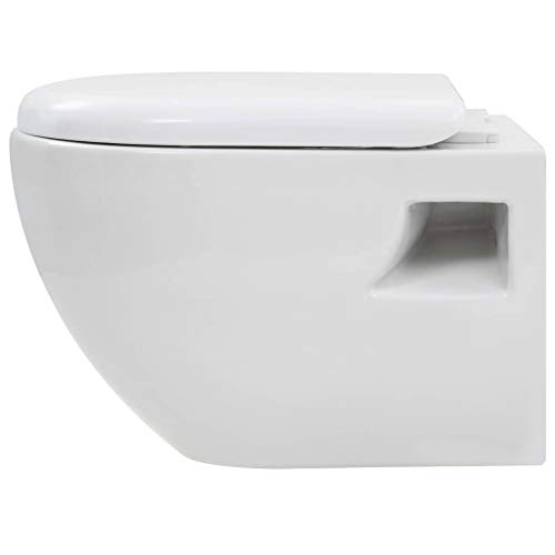 Wand-WC vidaXL Wand WC Keramik Weiß Absenkautomatik