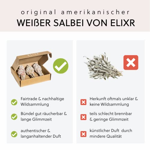 Weißer Salbei ELIXR zum Räuchern aus Wildsammlung 3 Stck.