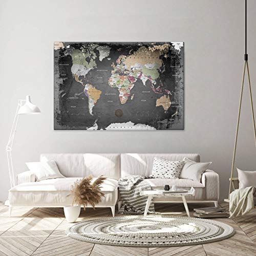 Weltkarte LANA KK Leinwandbild mit Korkrückwand zum Pinnen