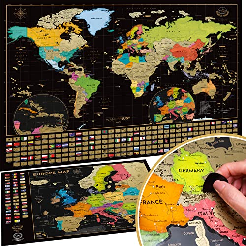 Weltkarte W WANDERLUST MAPS zum Rubbeln
