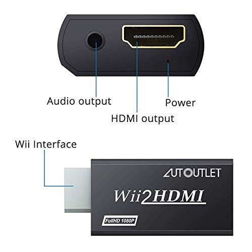 Wii-to-HDMI AUTOUTLET Wii zu HDMI Adapter, 1080P/720P