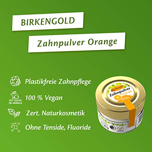 Zahnpulver Birkengold Orange 30 g Glas, plastikfrei, 100% natürlich