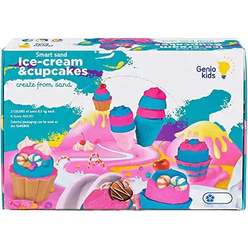 Zaubersand GenioKids Kinetischer Sand 1kg Set, 8 Zubehör