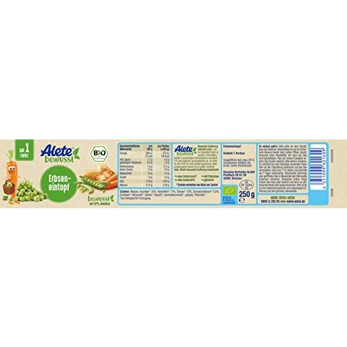 Alete-Babynahrung Alete bewusst Erbseneintopf, 6 x 250 g