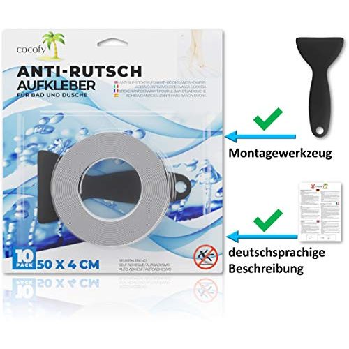 Anti-Rutsch-Streifen Dusche cocofy, 50×4 cm XXL Pads, 10-Pack