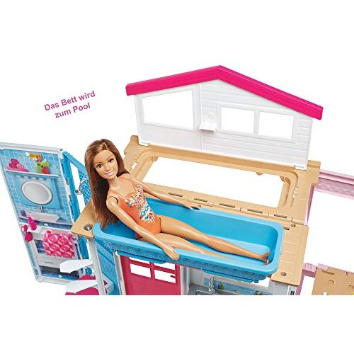 Barbie-Haus Barbie GXC00 2-Etagen Ferienhaus und Puppe