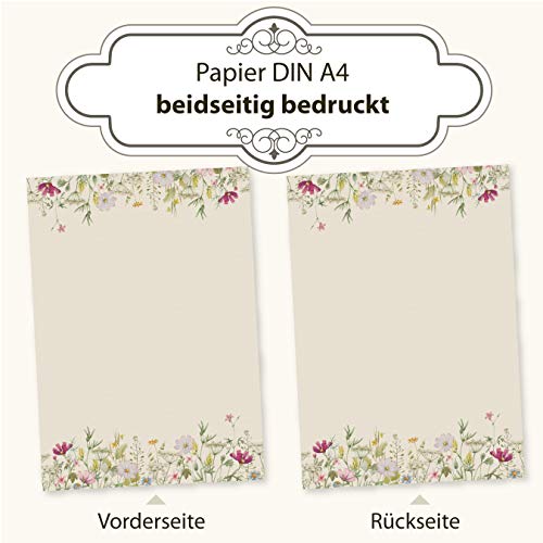 Briefpapier tatmotive Wildblumen mit Umschlag Set 100 DIN A4