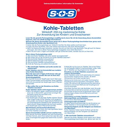 Durchfalltabletten SOS Kohle-Tabletten, 2 x 30 Tabletten