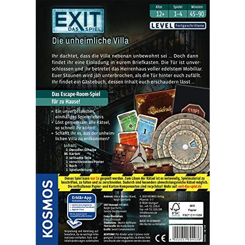 Exit-Spiel Kosmos FKS6940360 694036 EXIT Die unheimliche Villa