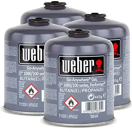 Gaskartusche Weber 4x Gas Kartusche, Q 100 Serie, Touch-N-Go