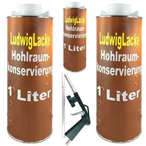 Hohlraumversiegelung Ludwiglacke, 3 x 1 Liter Dose & UBS Pistole