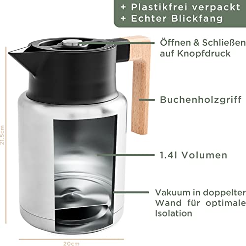 Isolierkanne Edelstahl WALDWERK Thermoskanne 1,4L
