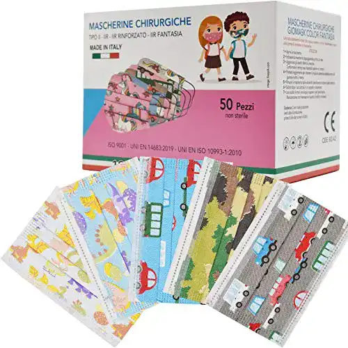 Kindermasken Fayyia 50 Stück Made in Italy bunte Schutzmasken