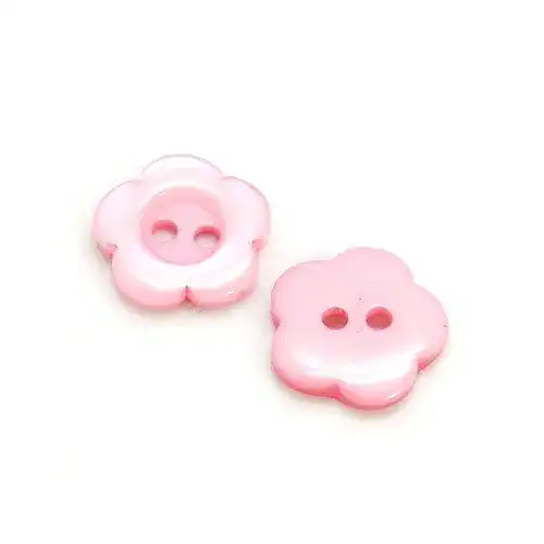 Knopf Charming Beads Harz Pink Blume 15mm 2-Loch, 20er Paket