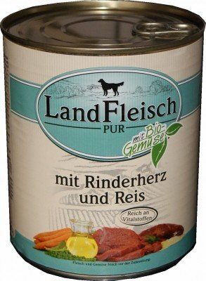 LandFleisch-Hundefutter Landfleisch Rinderherzen & Reis, 12x