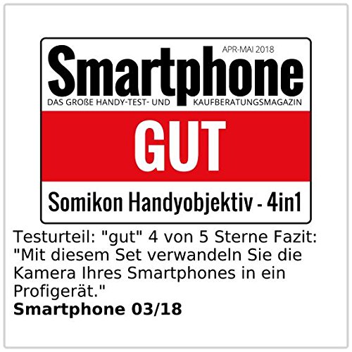 Makro-Objektiv Handy Somikon Ringleuchte: 4in1-Vorsatz-Linsen