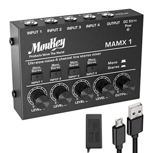 Mini-Mischpult Moukey MAMX1 4 Kanal DJ Mixer Mischpult