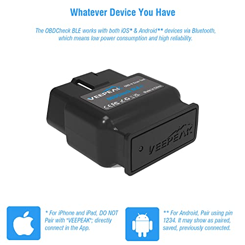 OBD2-Adapter Veepeak OBDCheck BLE+ Bluetooth OBD II EOBD