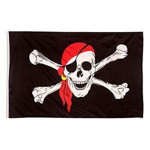 Piratenflagge Aricona, Fahne mit Totenkopfdesign Messing-Ösen