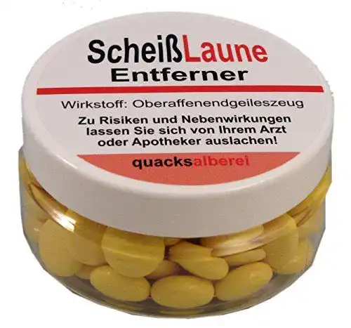 Scherztabletten quacksalberei Lustige Pille “ScheißLaune Entferner”