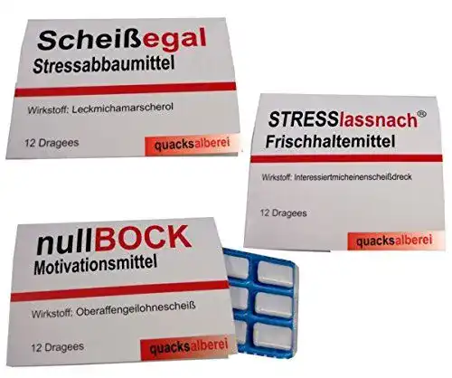 Scherztabletten quacksalberei Witzige Kaugummis 3er Set