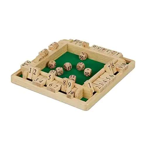 Shut the Box Relaxdays 10er, Reisespiel für 2 bis 4 Spieler