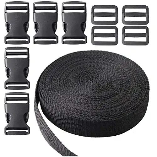 Steckschnalle nuoshen 10 M x 2,5 cm Gurtband, 10 Paar Schnallen