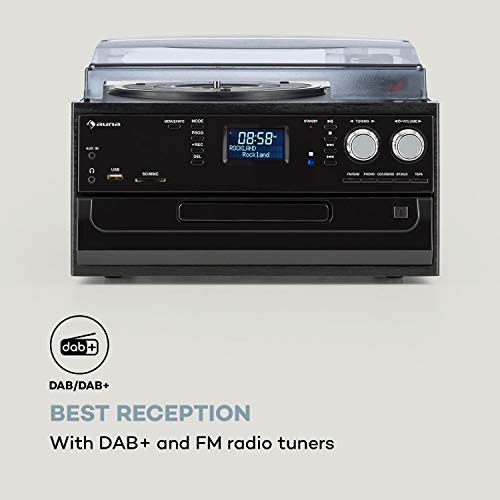 Stereoanlage mit Plattenspieler auna Oakland DAB Retro