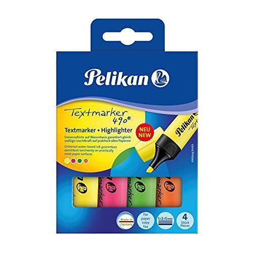 Textmarker Pelikan 814058 490, farbig sortiert, 4 Stück im Etui