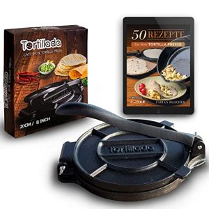 Tortilla-Presse Tortillada, Premium, aus Gusseisen mit Rezepten