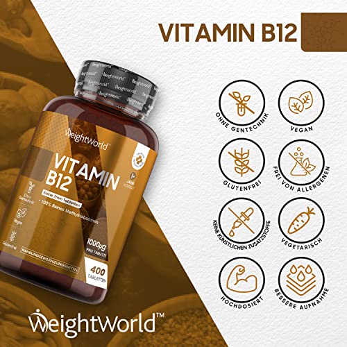 Vitamin-B12-Tabletten WeightWorld Vitamin B12, 400 Stück