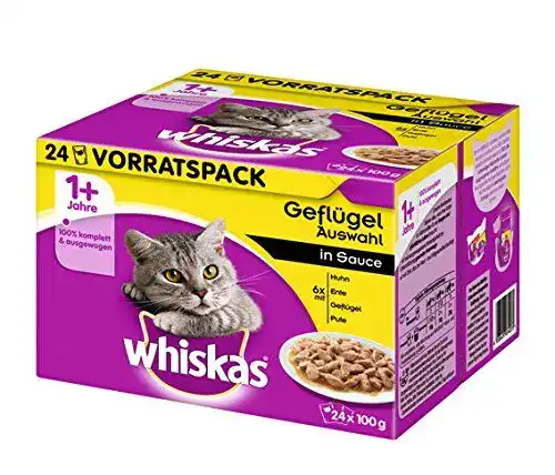 Whiskas-Nassfutter whiskas 1+ Geflügelauswahl in Sauce, 48 Beutel