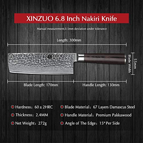 Xinzuo-Messer XINZUO Nakiri Damast Kochmesser Klinge 17,0cm