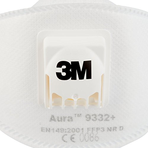 3M-Maske 3M Aura 9332+, FFP3 Atemschutz-Maske, 5 Stück