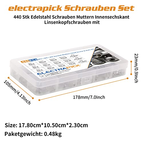 Edelstahl-Schrauben ELECTRAPICK Schrauben Set 440 Stück