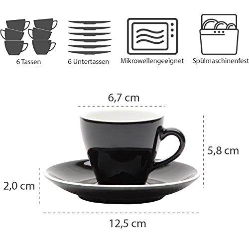 Espresso-Tassen Gastro Spirit, 12-teiliges Set, Schwarz, 90 ml