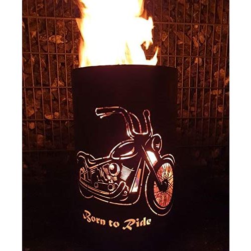 Feuertonne Tiko-Metalldesign Feuerkorb mit Motiv Born to Ride