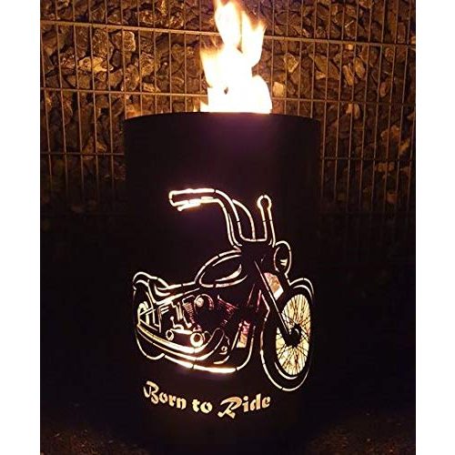 Feuertonne Tiko-Metalldesign Feuerkorb mit Motiv Born to Ride