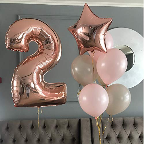 Folienballons envami Folienballon Zahl Geburtstagsdeko Rosegold