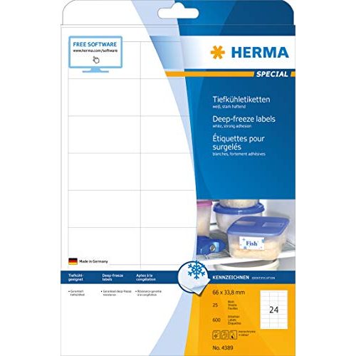 Gefrieretiketten HERMA 4389 Tiefkühl-Etiketten DIN A4, 25 Blatt