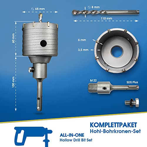 Kernbohrer S&R Hohl-Bohrkrone Set Ø 68mm mit SDS plus